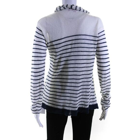 Calypso Saint Barth Womens Linen Striped Wrap Sweater White Blue Size Extra Smal - Picture 3 of 6